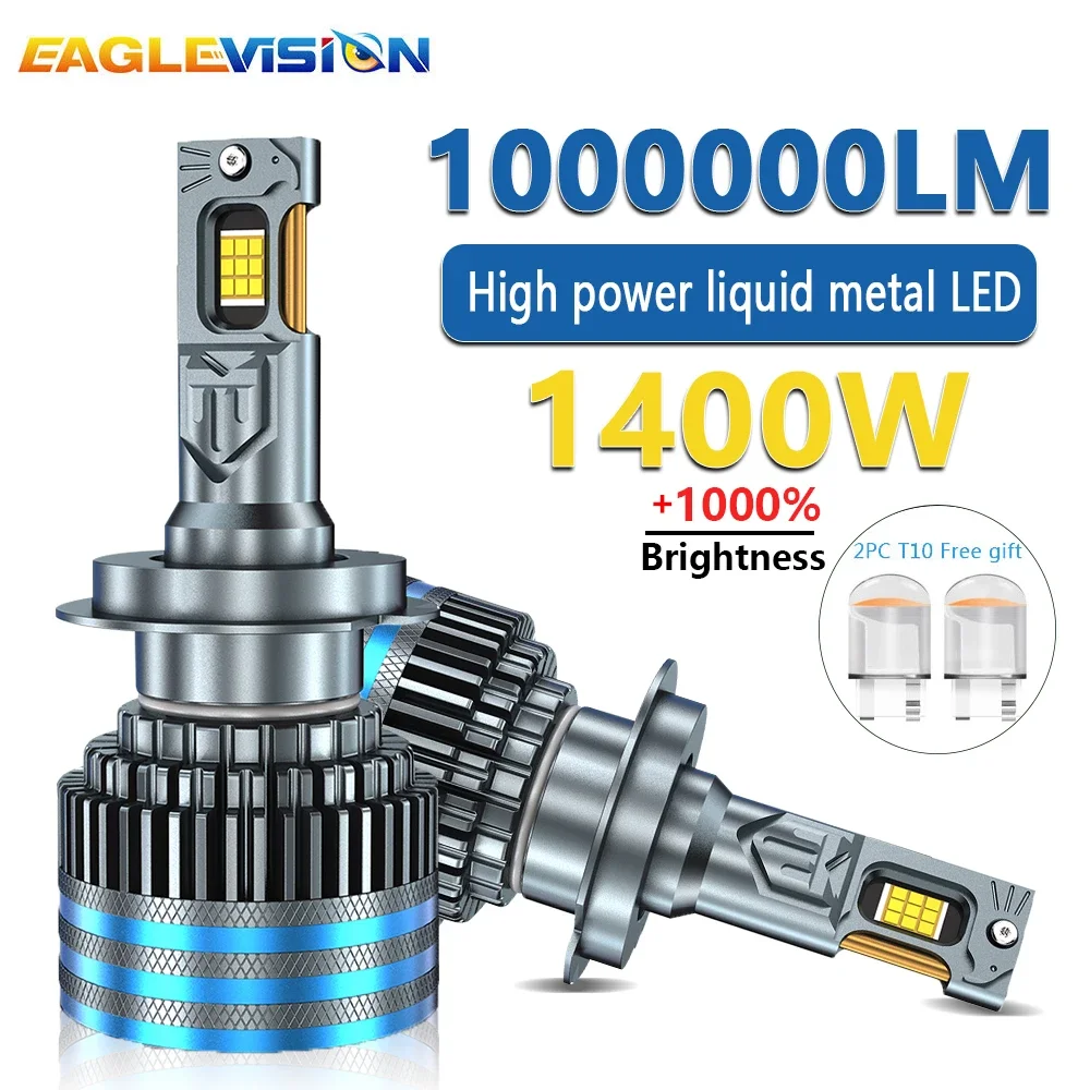 EAGLEVISION High Power 1400W LED HeadLamps for Car 9890CSP Turbo Led Canbus 6000K Lighthouse 9005 9006 9012 H1 H4 H7 H11 12V 24V