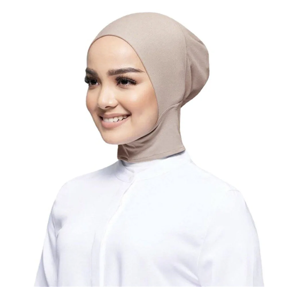 Hijab muçulmano elástico macio para mulheres, turbante, boné do osso, underscarf, tampa interna, chapéu ninja, lenço do envoltório, headcover, cor sólida