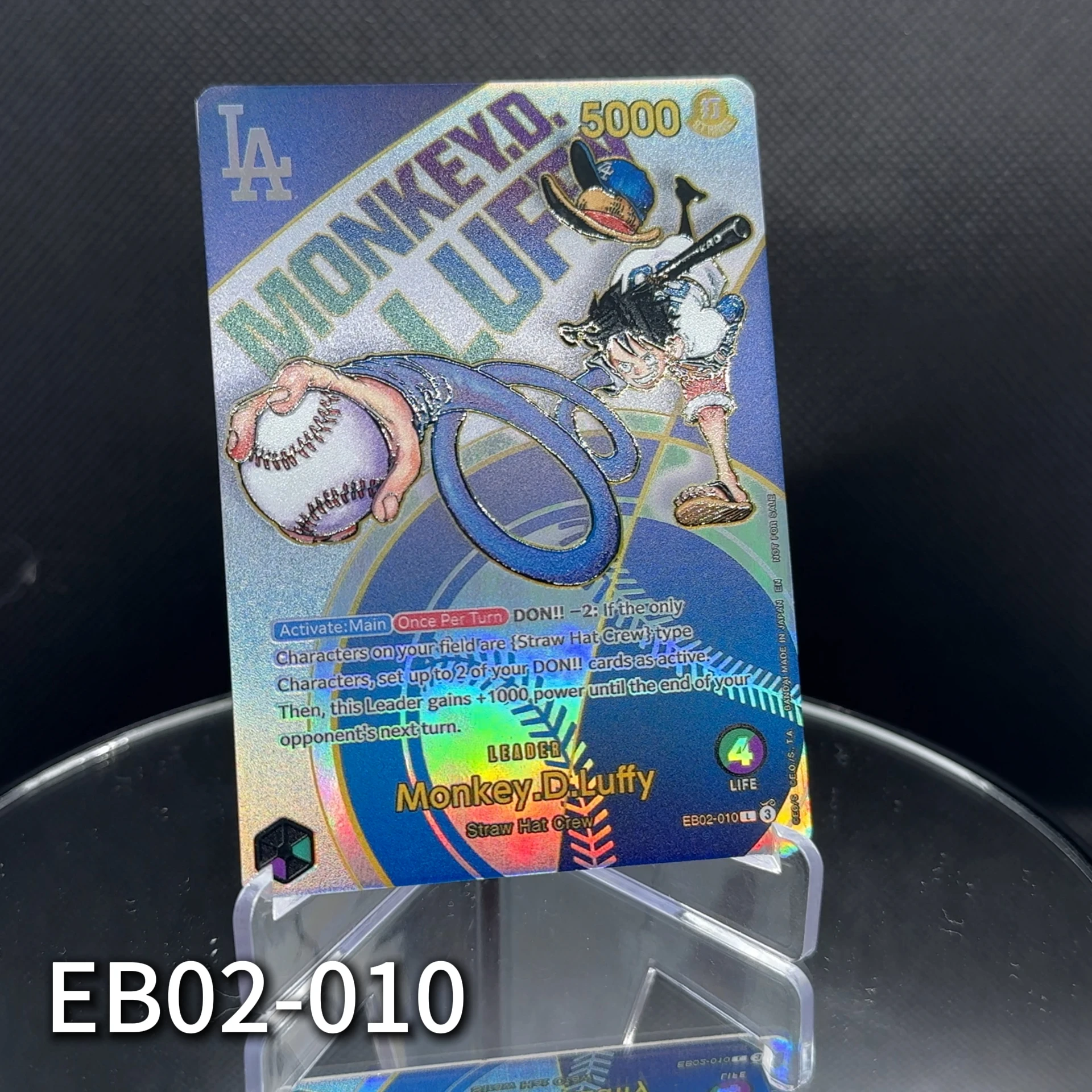 Holographic One Piece TCG OPCG English Leader Card Textured Foil Card Luffy X Dodgers EB02-010 ST10-002 Complete List of Luffy
