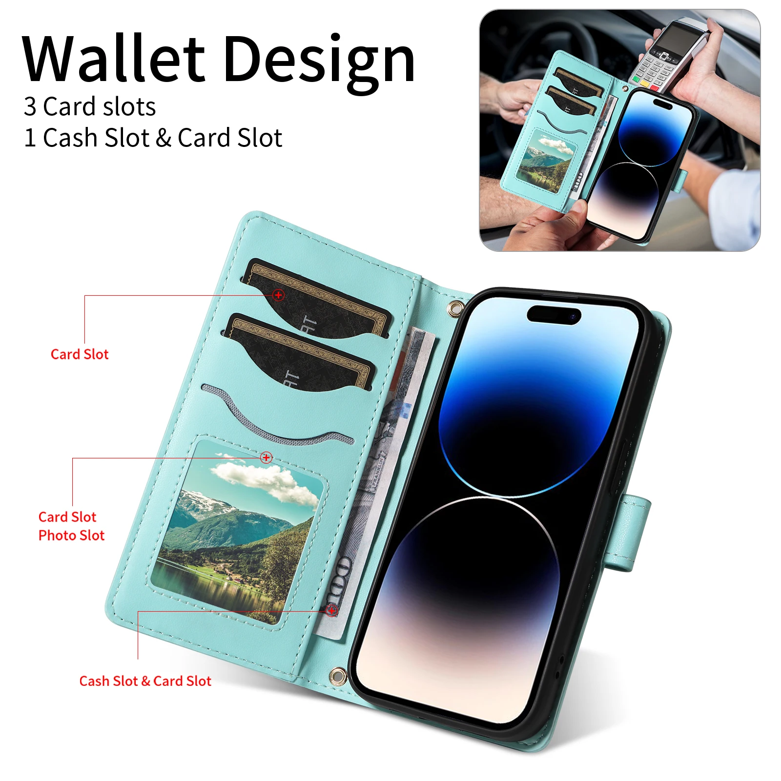 Brieftaschenhülle für Samsung Galaxy A73 A71 A70 A57 A56 A55 A54 A53 A52 A51 A50 A40 A37 A36 A35 A34 A33 A32 A30 A26 A25 A24 A23 A21S – Detail 4
