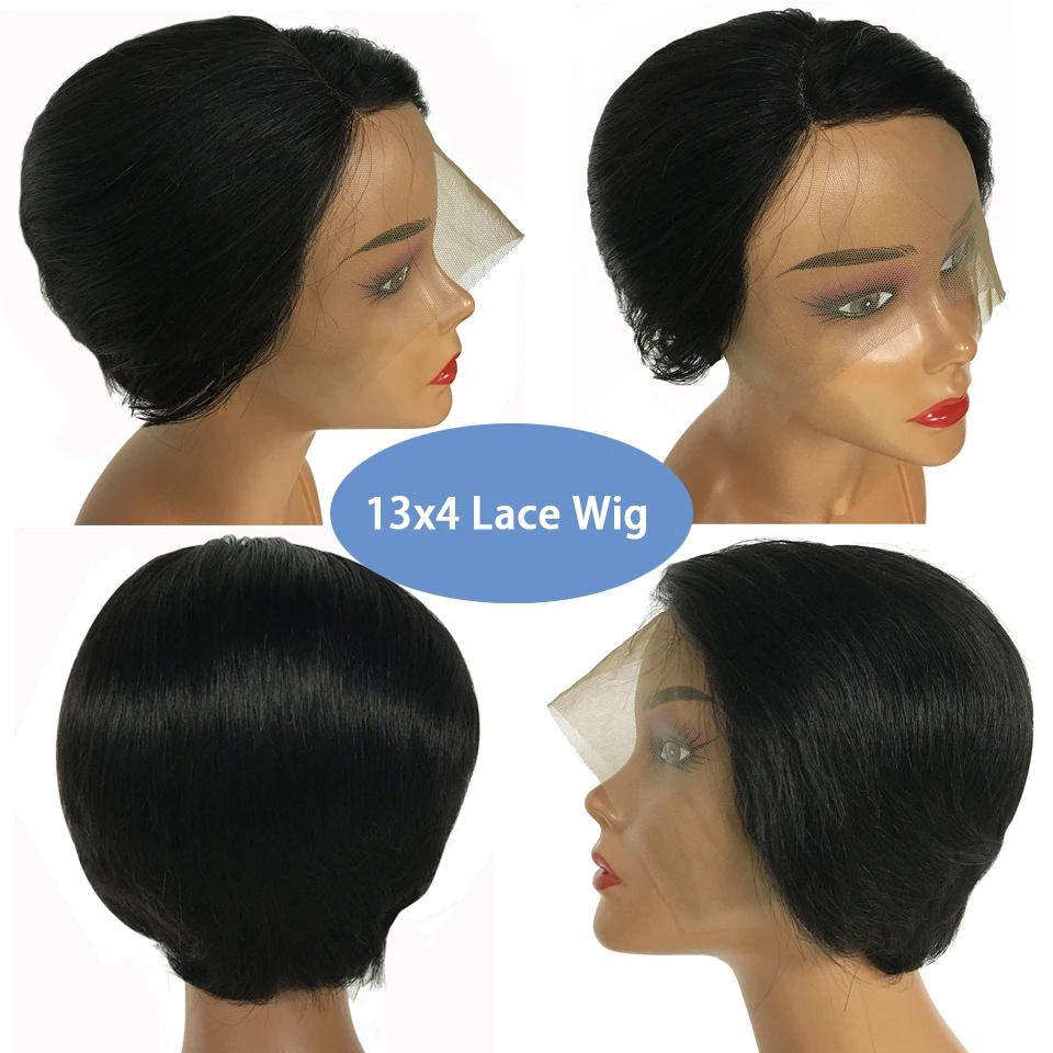 Short Bob Pixie Cut Wig Human Hair 13x4 Lace Frontal Straight Lace Front Wigs Pixie Wig Side Part Brazilian Hair For Black Women