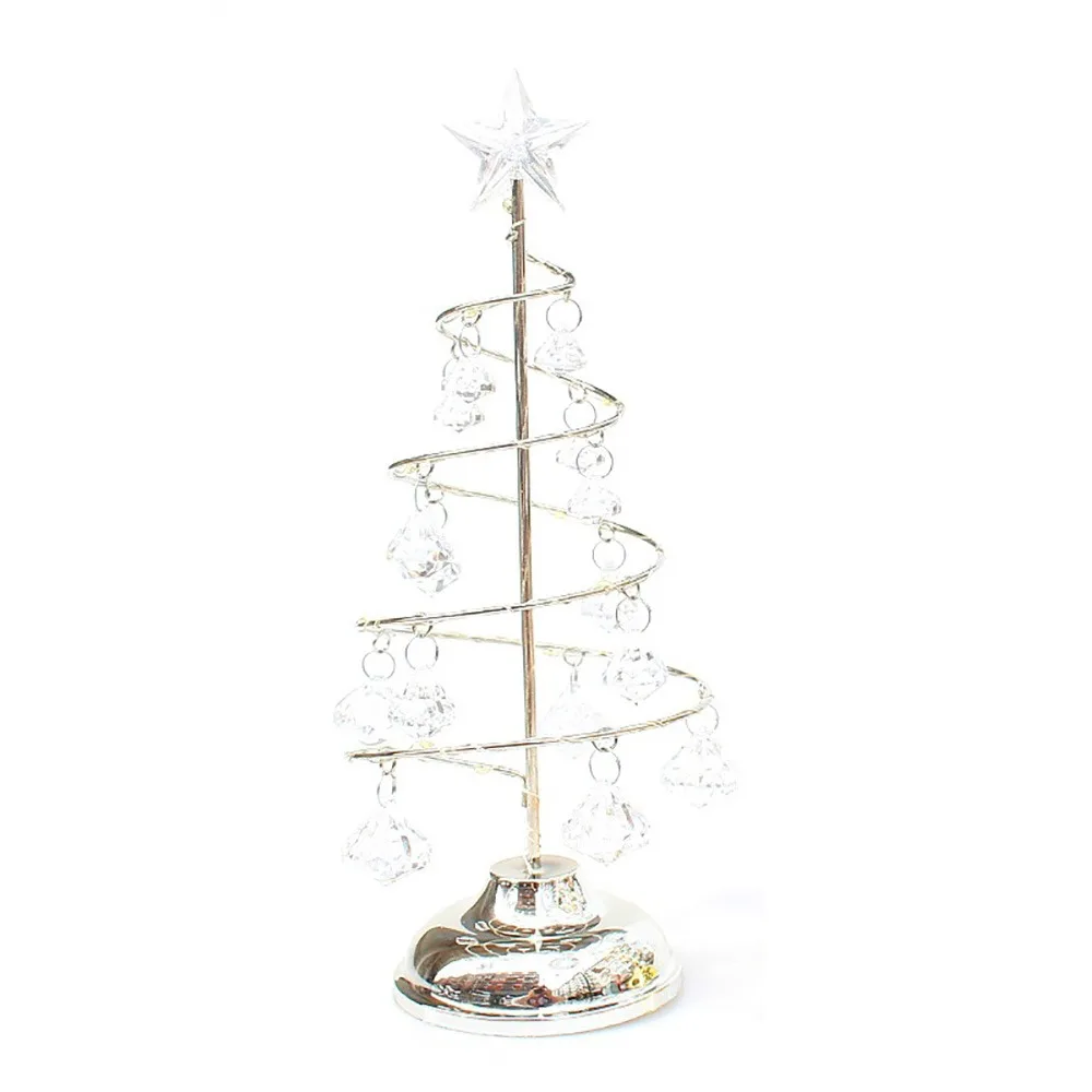 Crystal Pendant Christmas Tree Lamp 3 Size Optional LED Luminous Night Light Electroplated Iron Scene Ornament Desk Lamp Gift