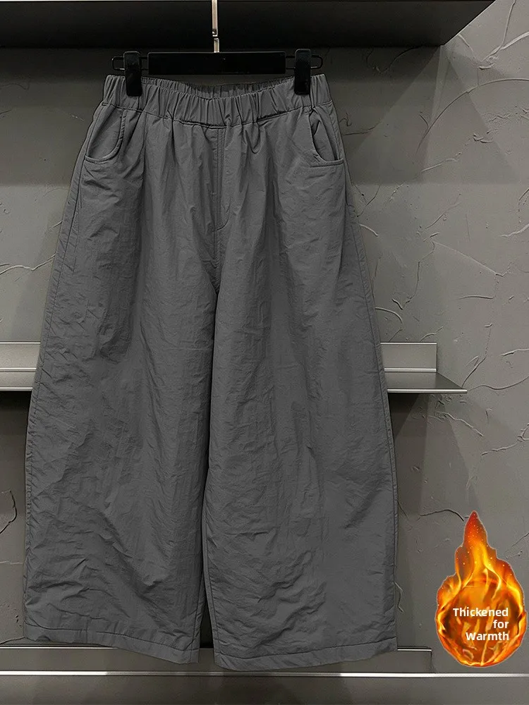 Authentic Winter 2026 High Waist Wide Leg Pants Casual Loose Straight Cut Trousers Comfortable Warm Fashionable Ladies Pants