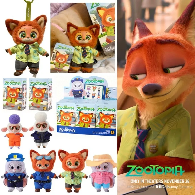 Trendy Disney Zootopia colecionável: caixa cega de vinil com pingente de brinquedo de pelúcia de desenho animado fofo, presente misterioso surpresa unissex para todos os tamanhos