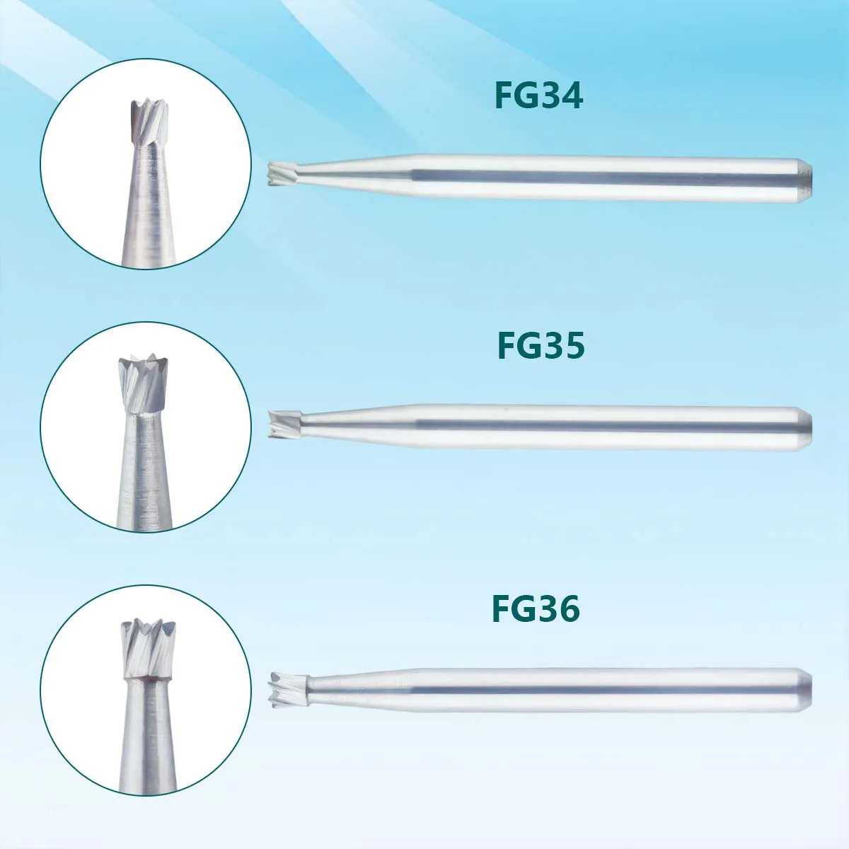 

10Pcs/Box Dental Carbide Bur FG34/FG35/FG36 High Speed Tungsten Steel Inverted Cone Burs Dentistry Tool for High Speed Handpiece