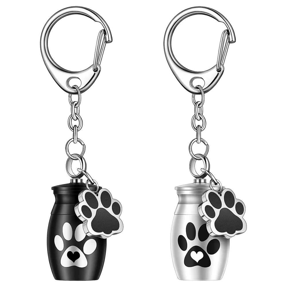 

2Pcs Bone Ash Can Keychain Pet Ash Container Mini Urn Key Chain Pendant for Dog Cat Cremation Keepsake Memorial Jewelry