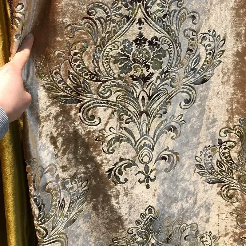 Retro Luxury Banquet Hall Decor With Gold Tulle Curtains For Living Room Bedroom Dining Custom Size Double Layer Color Matching