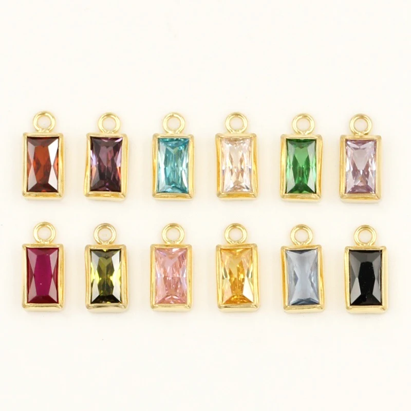 14k Gold Filled 4x6.7mm 3A CZ Rectangle Bezel Drop Bezel Drop 14K Yellow Gold Filled Wholesale DIY Jewelry Findings 1/20 14kt GF