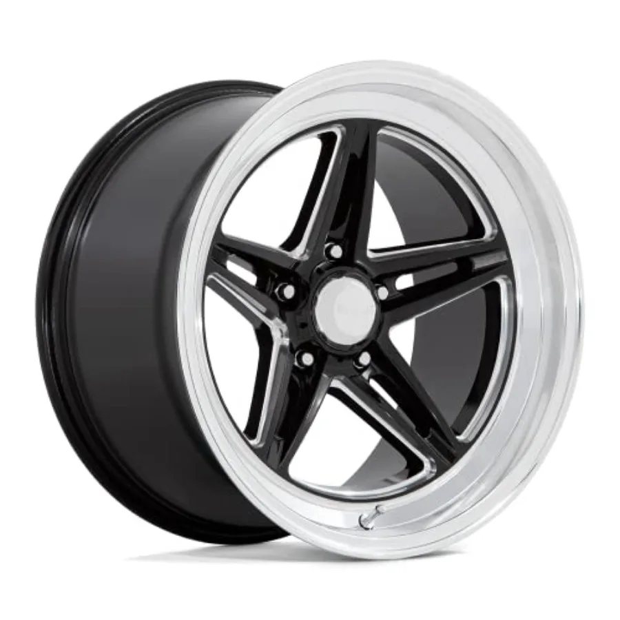 Vintage VN514 GROOVE 18X7 5X4.5 4 0mm GLOSS BLACK MILLED WITH DIAMOND CUT LIP