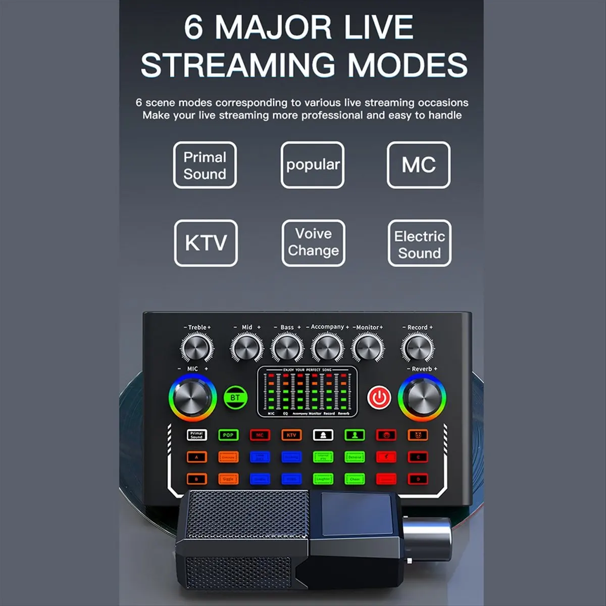 doyou F009 Audio Mixer Live Sound Card with DJ Mixer Effects and Studio Equipment Voice Changer Podcast Production