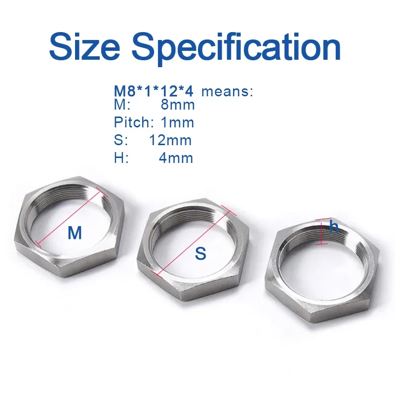5 Stks/partij 304 Roestvrijstalen Zeskantmoer Pijpfitting M8 M10 M12 M14 M16 M18 M20 M22 M24 M25 M40 Pitch 1Mm 1.5Mm Metrische Vrouw