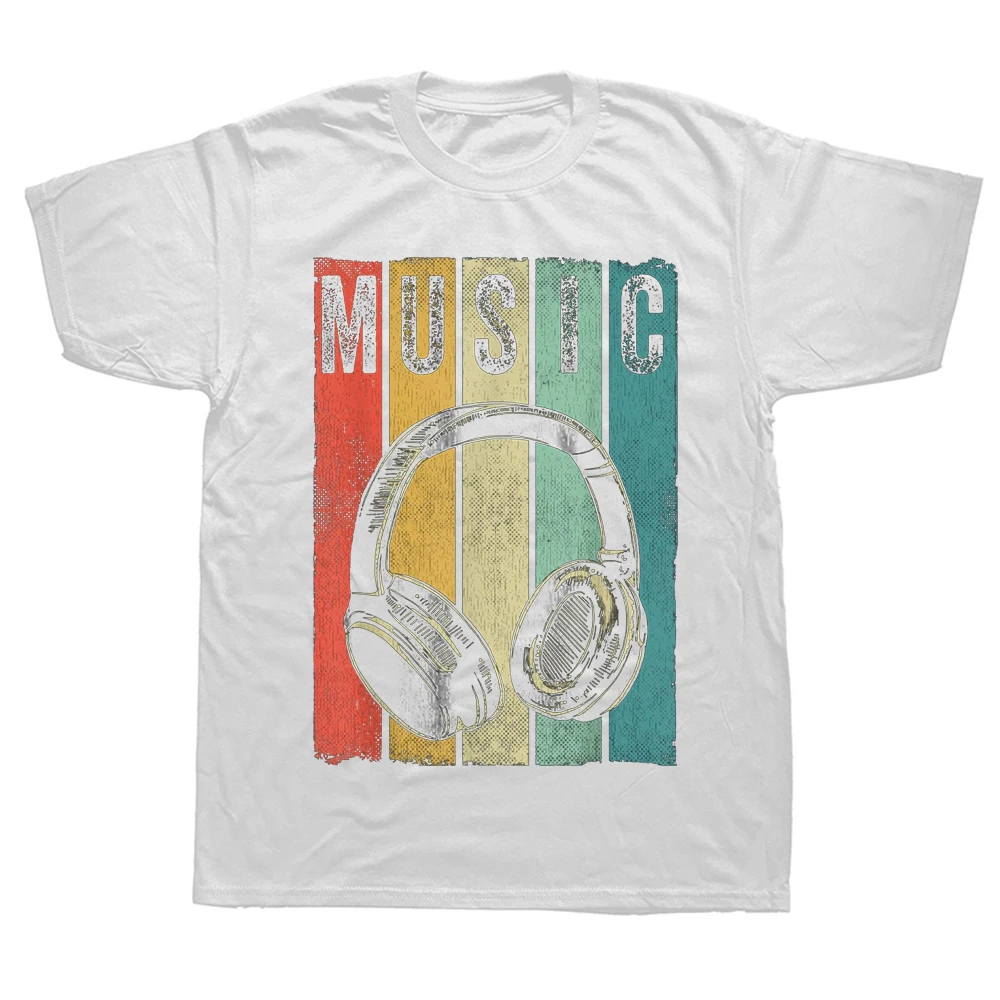 Fun Gifts for Electronic Music Lovers, DJ Gifts, Retro Headphones, Printed T-shirts, Casual Summer Short-sleeved T-shirts Women