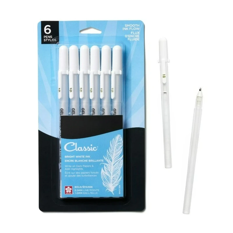 

Гелевые ручки с толстым наконечником для ведения дневников, рисования или скетчинга — классические белые чернила — все с толстым наконечником 10 мм — 6 штук в упаковке