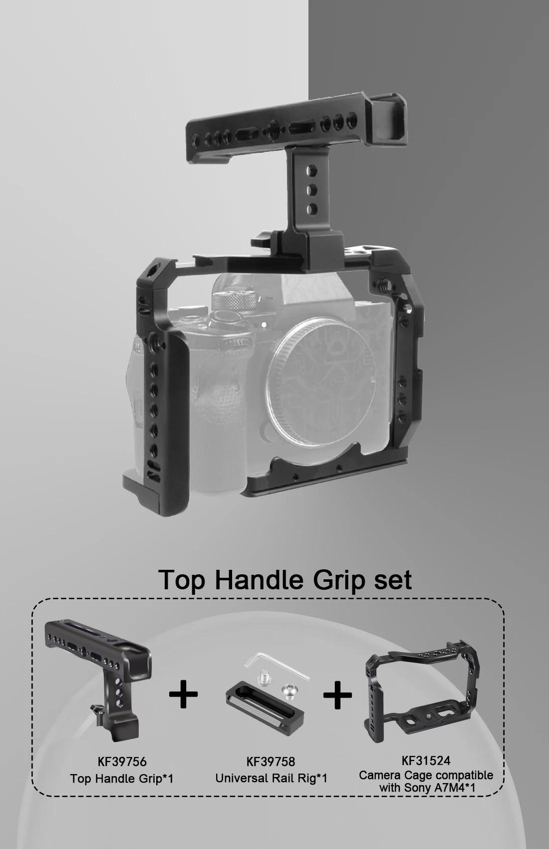 A7M4 A7R4 Kamera Vollkäfig Rig Griff Griff Arca-stil Kalten Schuh Halterung ARRI Ortung für Sony Alpha 7S III IV A7M3 A73 A7R3 A7S3 – Detail 7