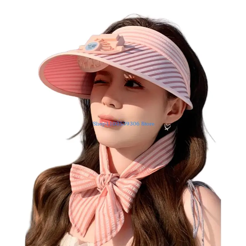 

400A Breathable USB Cooling Hat With Rechargeable Fan Adjustable 3 Speed Sweat Absorb Open Top Hat for Fishing Hiking