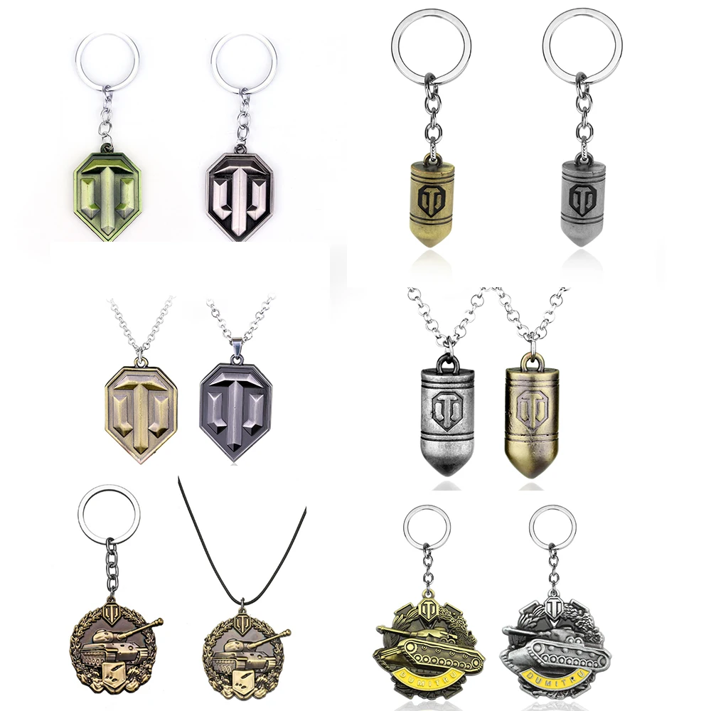 Hot Game WOT World Of Tanks Keychain Punk Weapon 3D Tank Necklaces Keyrings For Men Car Holder Keys llaveros Souvenir