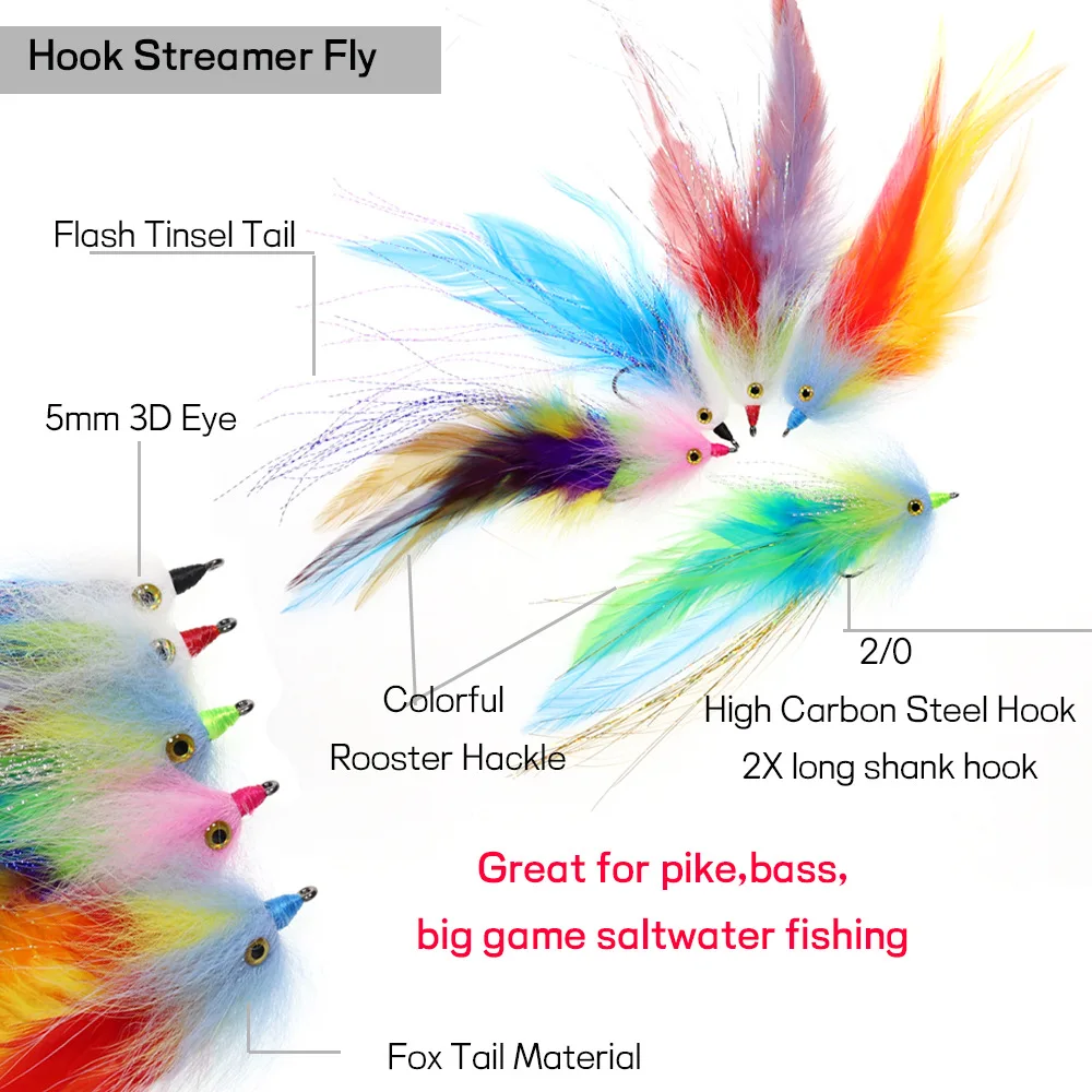 Streamer Flies Hook Fly Fishing Flies Lure Conehead Trout Steelhead Salmon Pike #2/0 Fly Tying Materia Saltwater