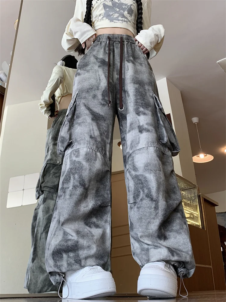 

Мужские повседневные хлопковые брюки в американском стиле с камуфляжным принтом, широкие штанины, для работы, в стиле хип-хоп, уличные, спортивные, для отдыха, длинные.