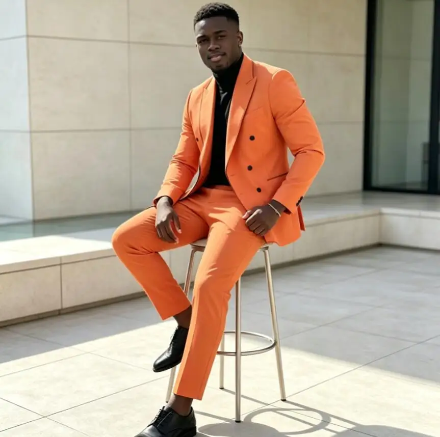 Smart Casual Men Suits Peaked Lapel Costume Homme Fashion Wedding Groom Tuxedos Formal Prom Party Suit 2 Piece Blazer Pants Sets