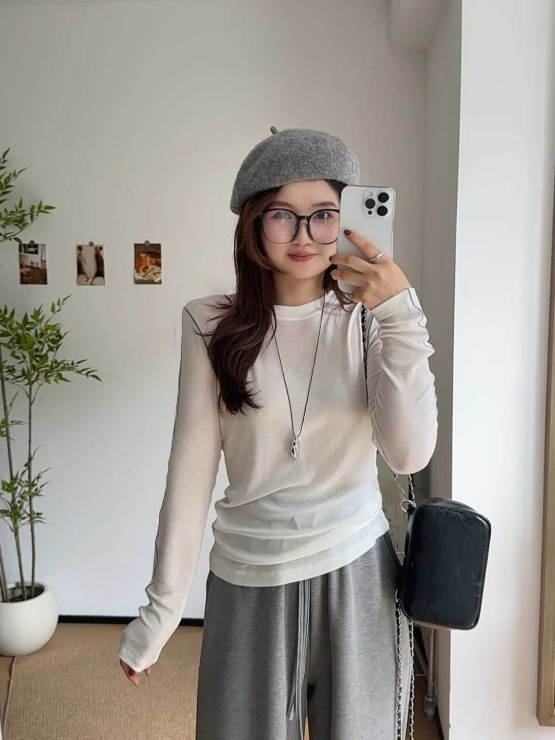 

Slim Fit round Ne Splice Wool Blend Base irt Korean Sle 2025 Autumn Season Ladies T-irt Breathable Long Sve Crew Ne