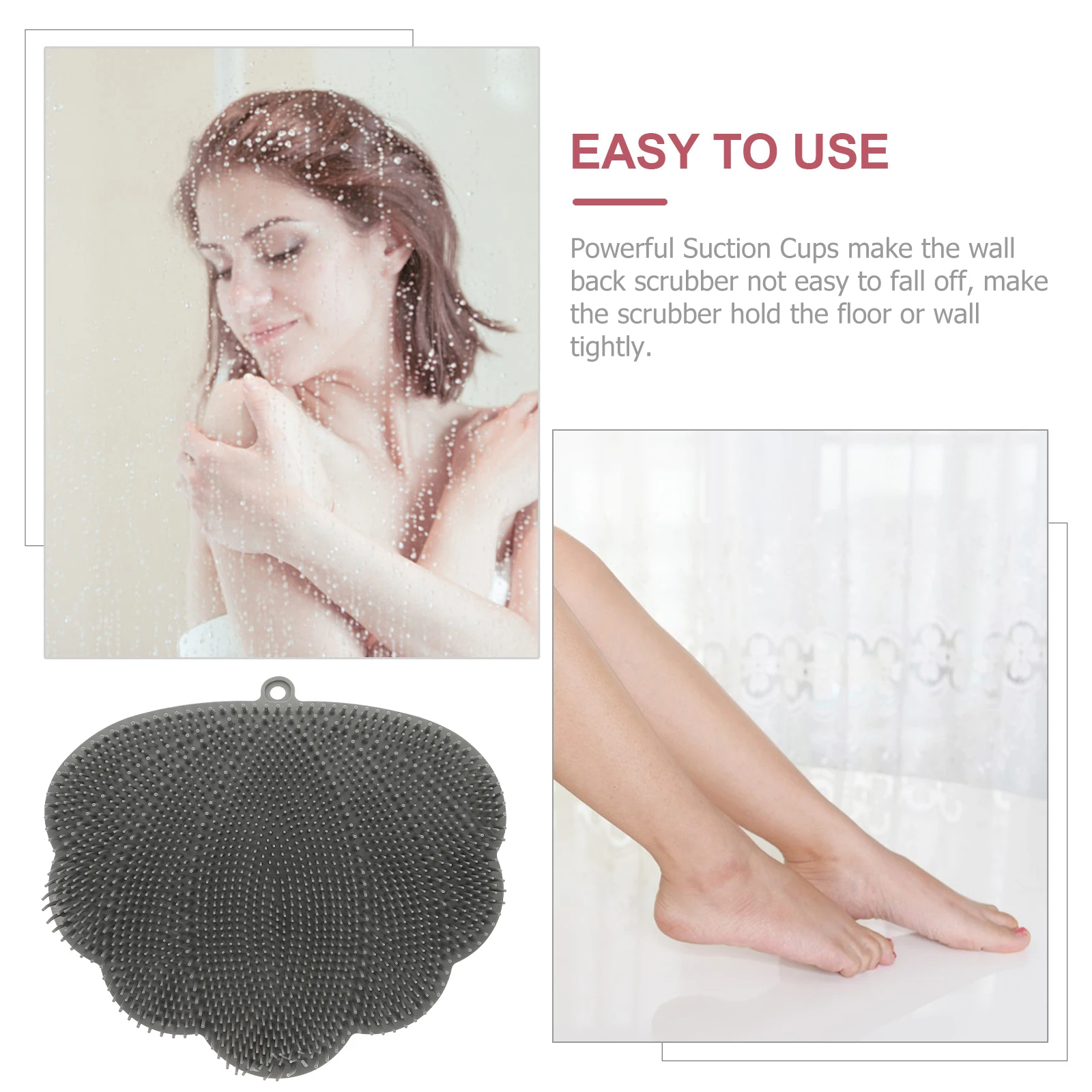 

Powerful Suction Cups Tpe Back Scrubber Hands Free Shower Wall Mountable Body Brush For Thorough Cleaning Experience