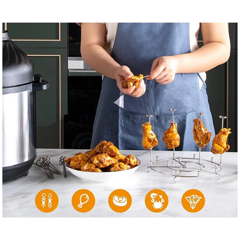 B43C حامل سيخ لملحقات مقلاة الهواء وعاء أسياخ من الفولاذ المقاوم للصدأ حامل أرفف للنينجا فودي