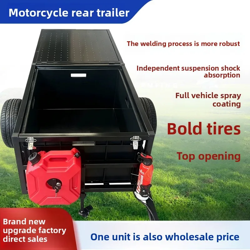 Camping Electric Bike, Motorcycle Rear-mounted Small Trailer, High Shock Absorber, Optional Small Trailer for Grocery Shopping
