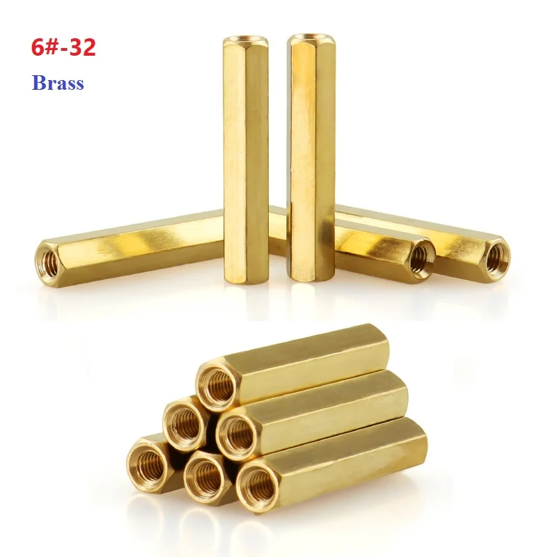 Double Pass Hex Brass 6#-32 Male Female Standoff Board Pillar Hexagon Thread PCB Motherboard Spacer Nut Hollow Column NewListing