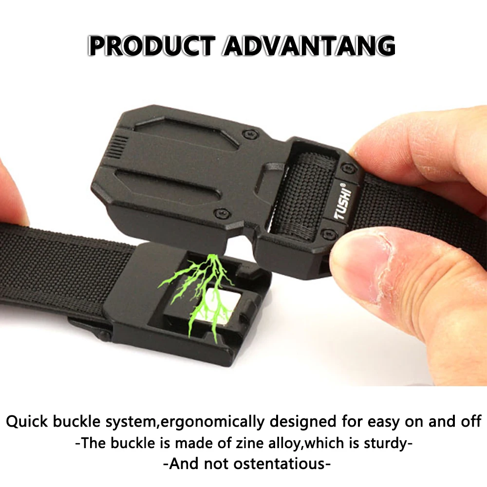 TUSHI New Tactical Belt Magnetic Buckle Quick Release Elastic Belt Casual Nylon Tooling Training Men's Trousers Military Belt