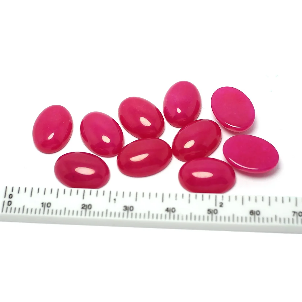 10pcs Oval Rose Red Cabochon Stones,10x14mm Polished Flat Back Stone,Earring Jewelry Necklace Making,Pendant Accessories