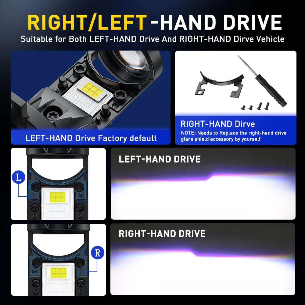 AUXITO 2Pcs Car Headlights Bulb H4 Lenses LED Lamp H4 LED Canbus Headlights 25000LM Left-Hand or Right-Hand Drive H7 Led Lights