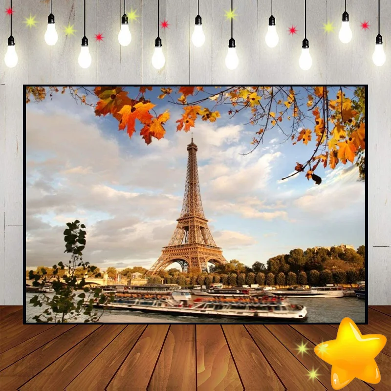 Worldwide Famous Background Photography Backdrops Eiffel Tower Custom Birthday Backdrop the Statue of Liberty Photo Baby Shower