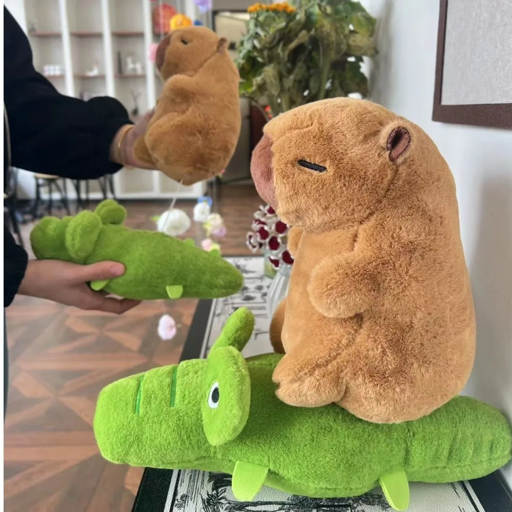 Equitação ganso capivara brinquedo de pelúcia pullable equitação crocodilos capivara anime brinquedo fofo dos desenhos animados interessante capivara boneca de pelúcia