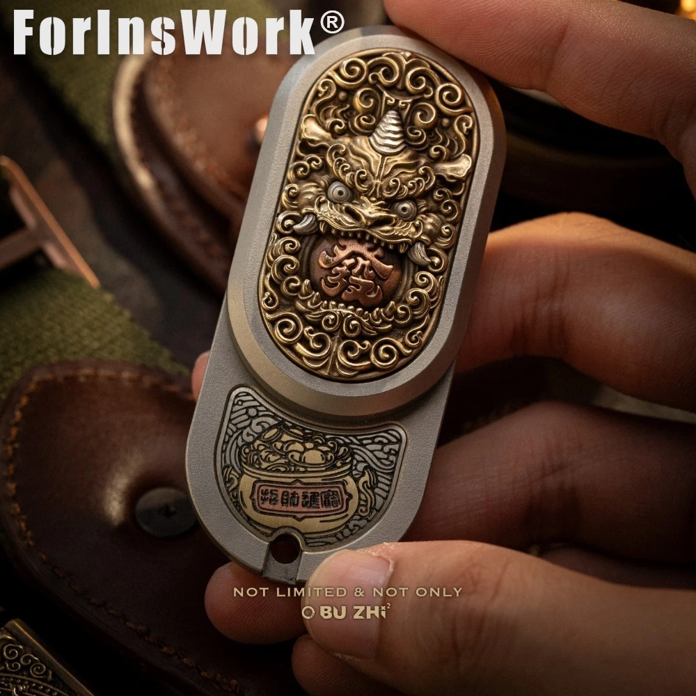 

BUZHI Brass Wealth-attracting Pixiu Push Slider Pi Yao Push Rotate Mechanical Slider EDC Fidget Toy