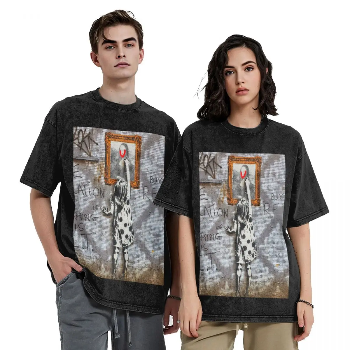 

Banksy Graffiti T-Shirt street wear graphic t shirts blue archive mens big and tall t shirts