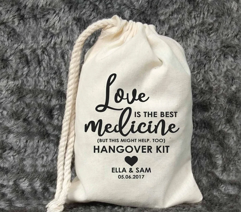 

25PCS Love is the Best Medicine Hangover Kit Bag-Bachelorette Party Bag-Custom Hen Party Bag-Customize Bags-bridal shower bags