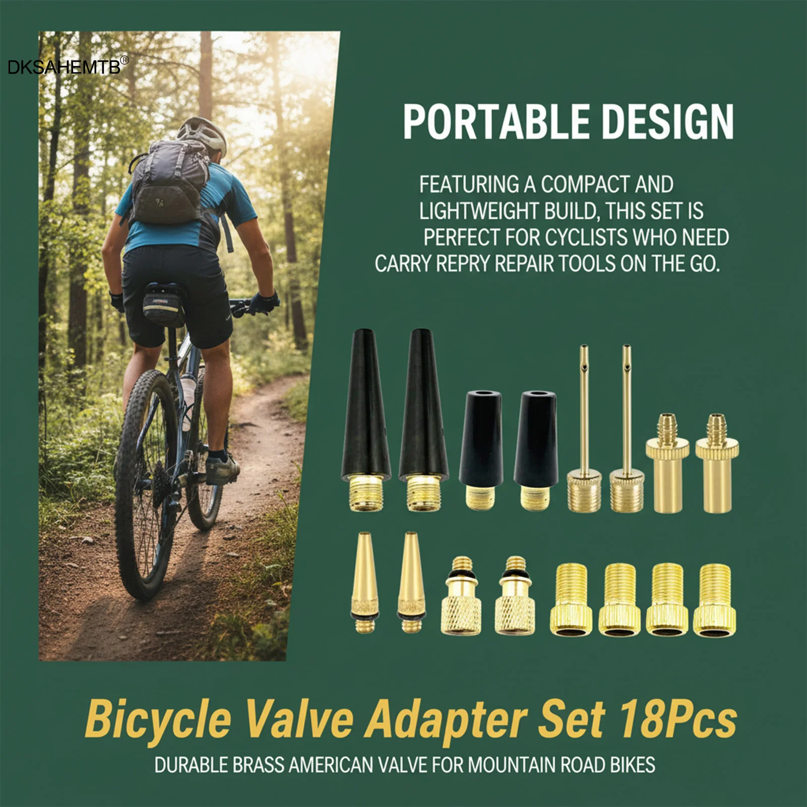 

Bicycle Valve Adapter Set 18pcs Brass Presta To Schrader Conversion Kit For MTB-road Bike Tire Repair Tool Cycling Accessory