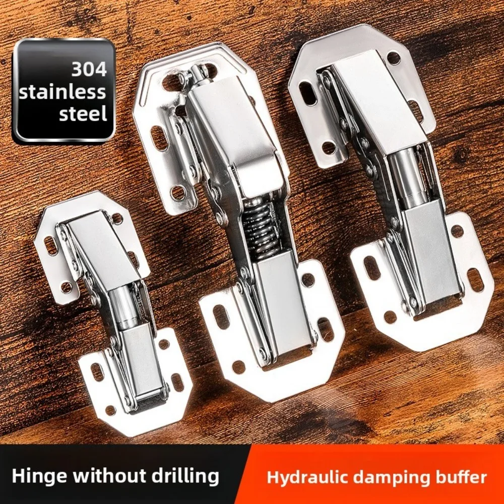 Cabinet Hinges With 2-8Pcs Set Screws No-Drilling Noiseless Hidden Cabinet 90 Degree Hinge Door Soft Close Furniture Hardware