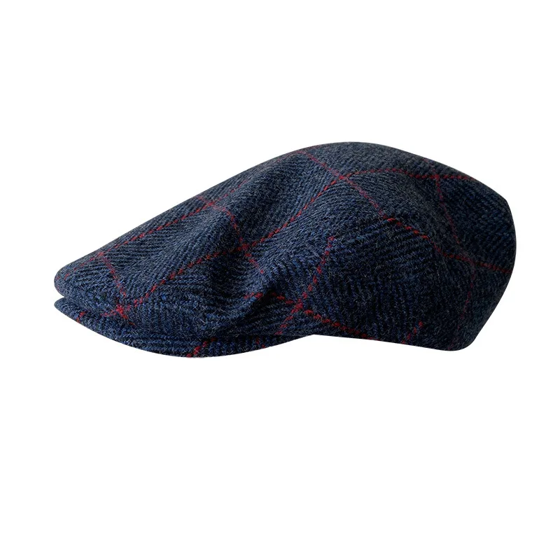 Blue New Plaid Wool Berets  Autumn Winter British Style Newsboy Beret Hat Retro England Hats Male Hats Peaked Painter Cap 29