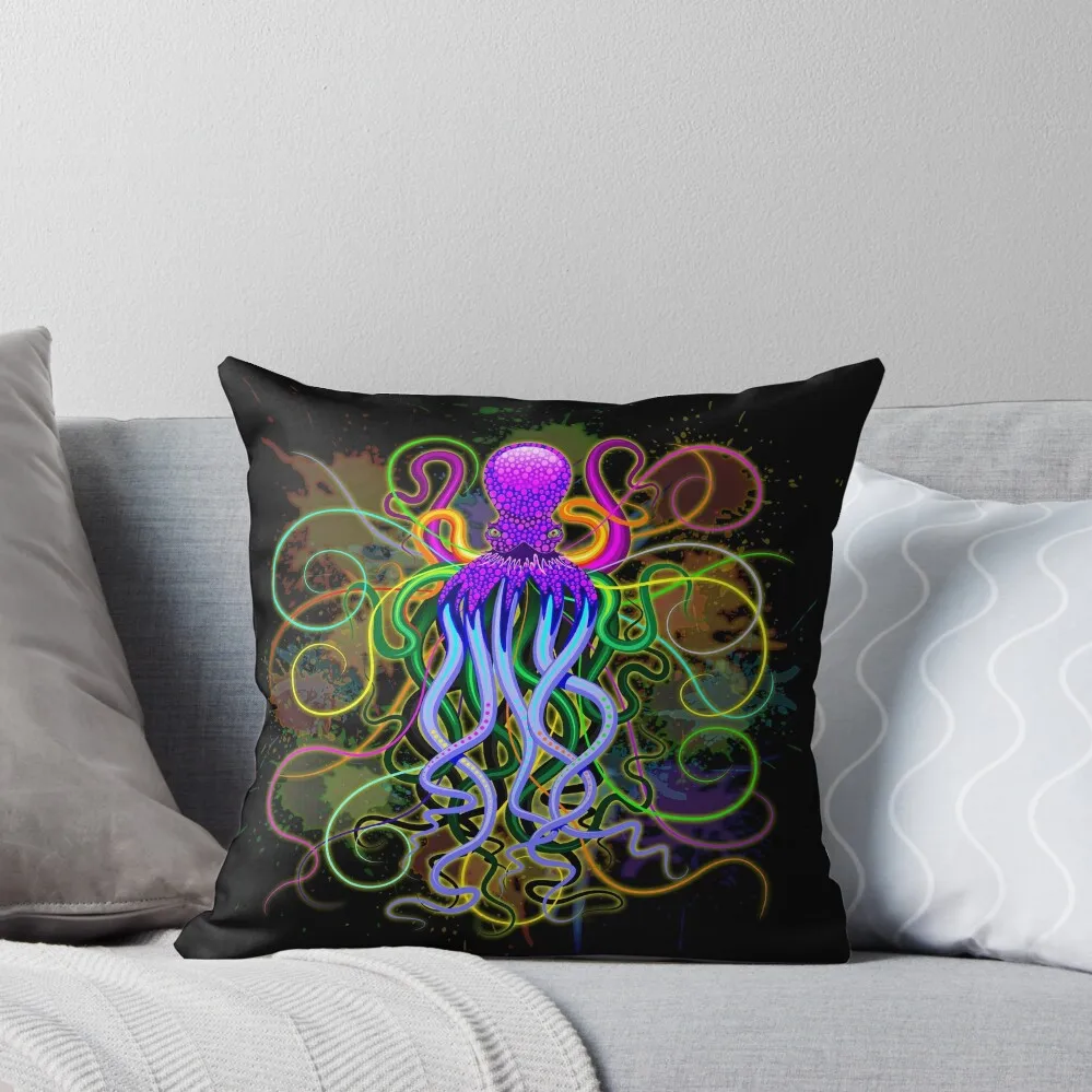 

Octopus Psychedelic Luminescence Throw Pillow Sofas Covers pillows decor home sleeping pillows pillow