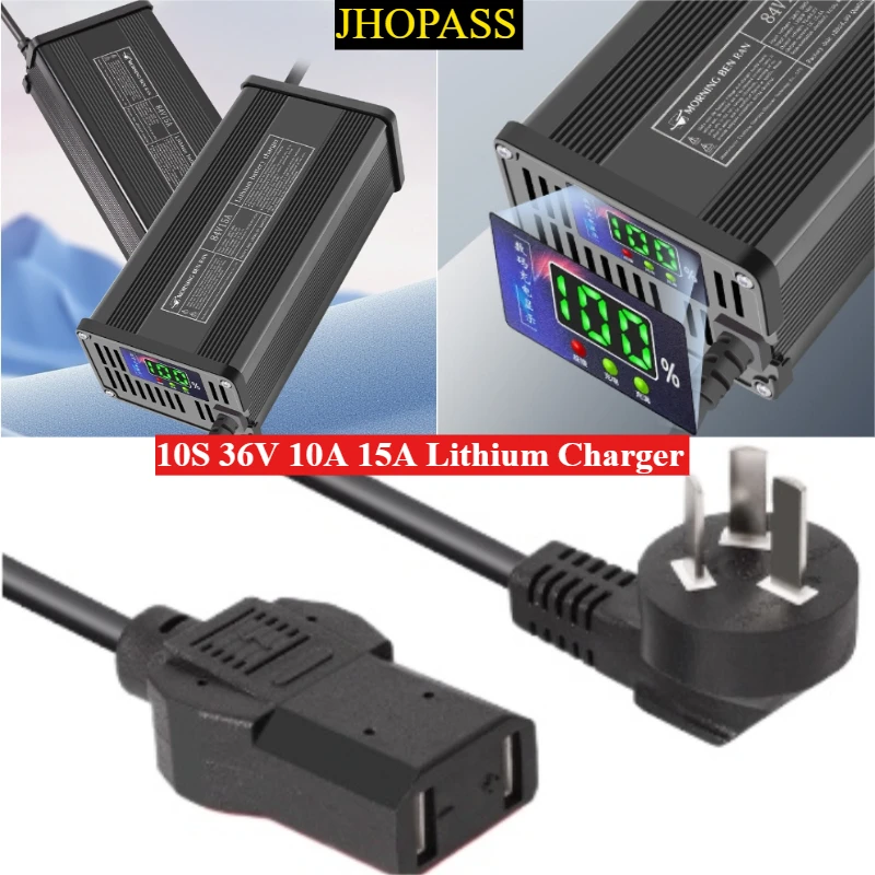 10S Smart LCD Display 36V 15A 10A Lithium Battery charger DC 42V AC110V or 220V for electric tricycles scooter US UK AU EU plug