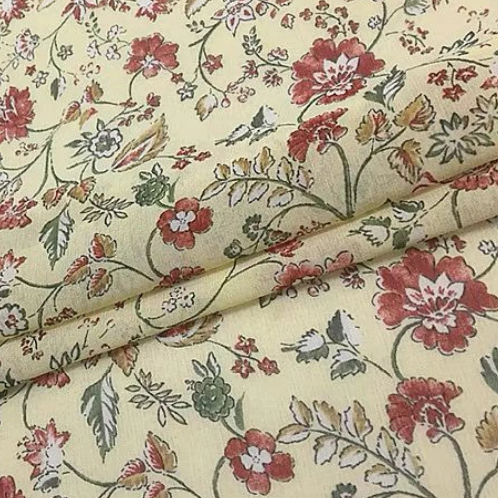 Elegant Beautiful Floral Design New High Quality Good Price Soft Feeling Silk Crinkle Chiffon Fabric for Girl Nice Dress Skirt