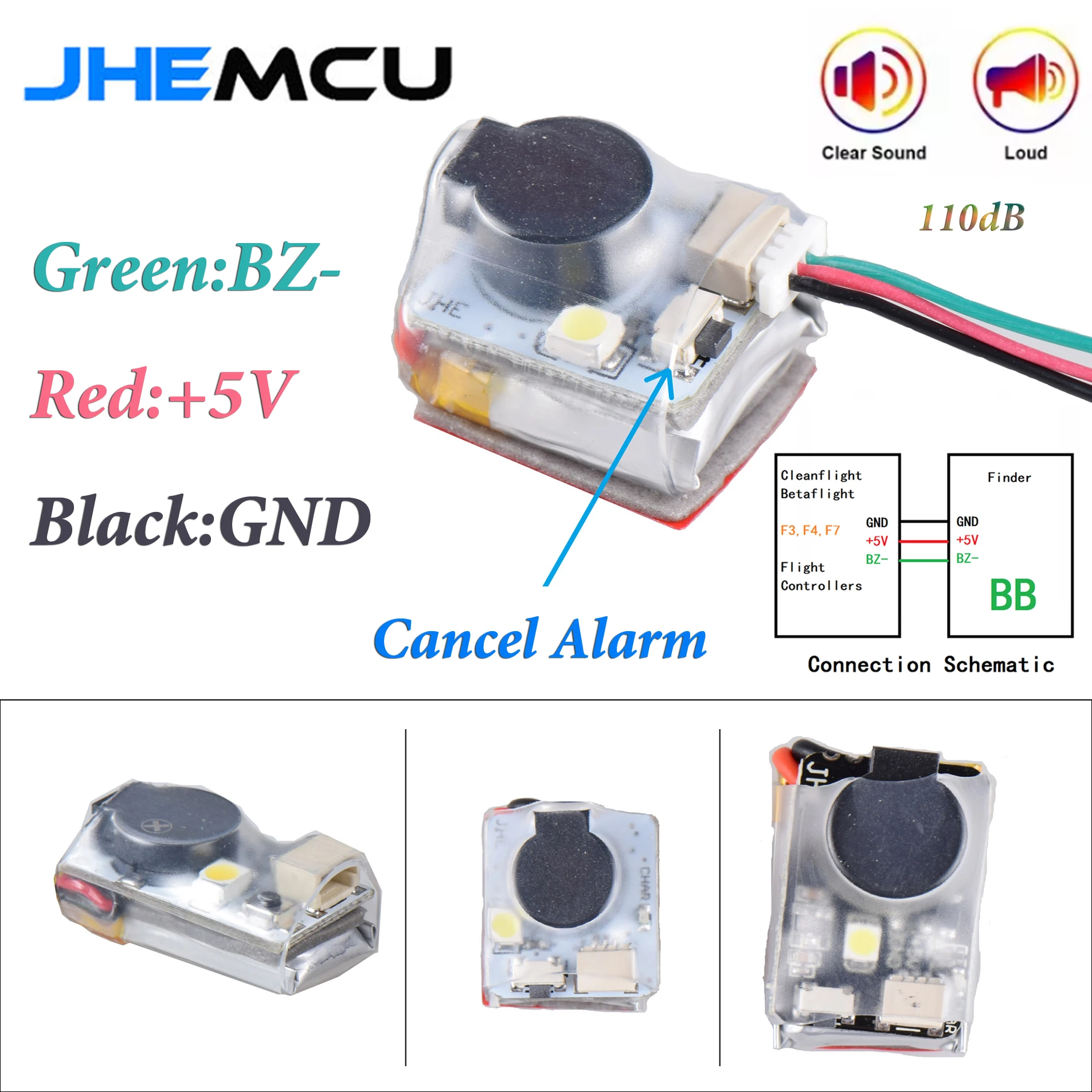 JHEMCU Finder JHE20B / JHE42B / JHE42B_S Beeper Buzzer Tracker LED Anti-lost Buzzer Alarm For FPV Racing Drone Flight Controller