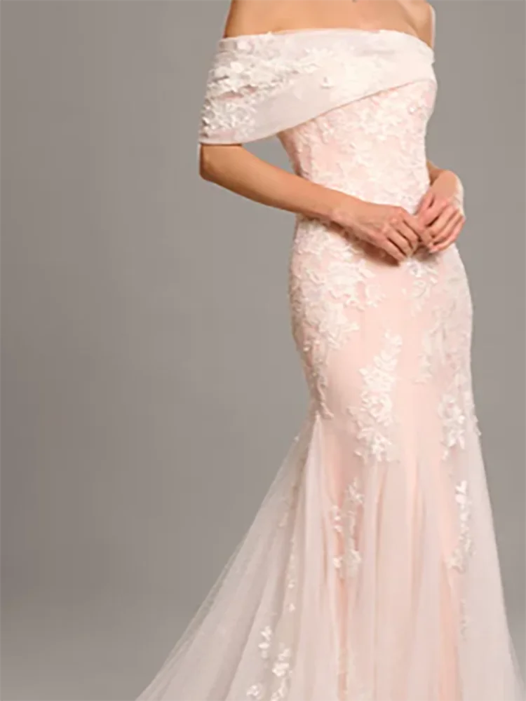 Robes de mariée sirène classiques, épaules dénudées, avec des appliques en cœur, sans manches, personnalisées