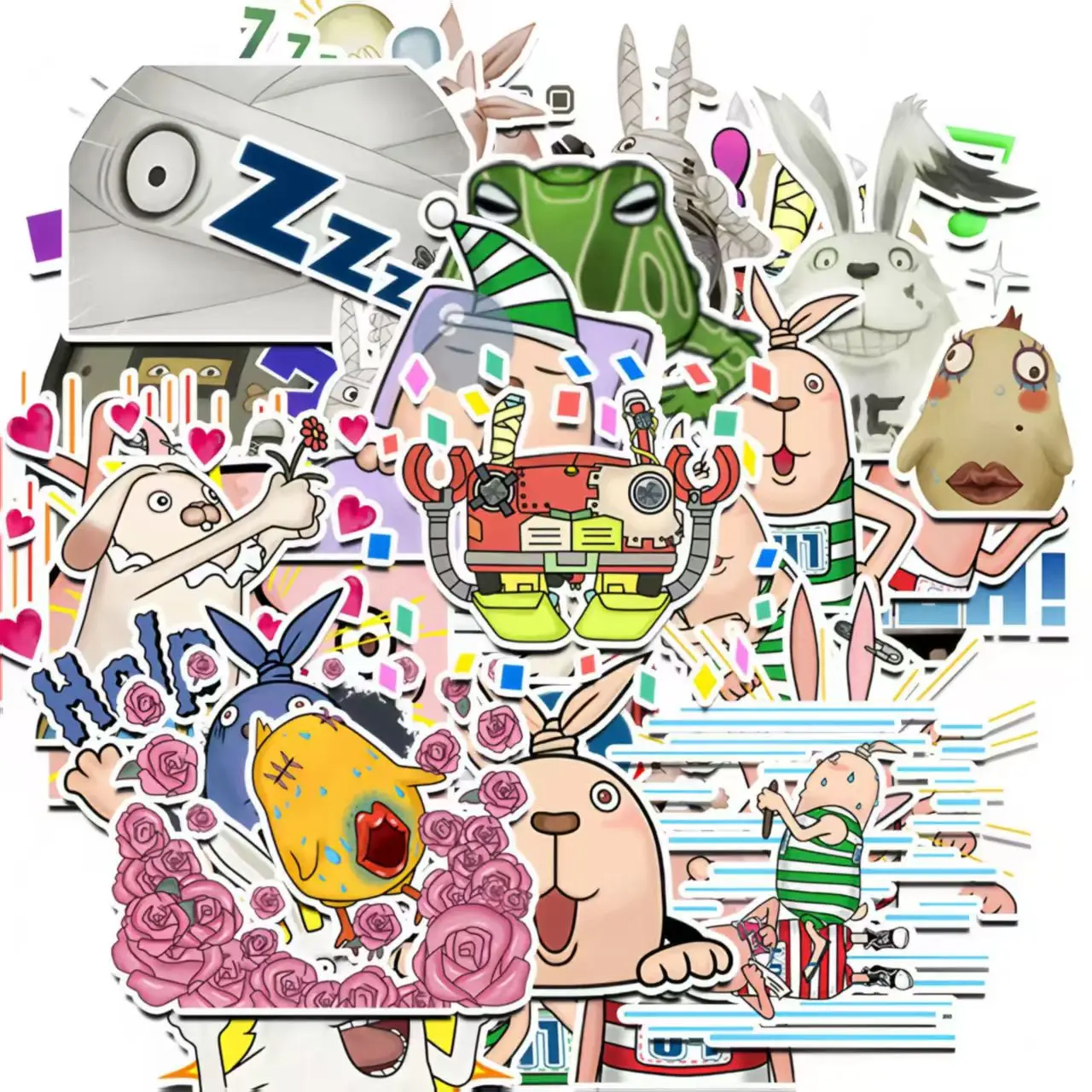Funny Usavich Rabbit Cartoon Stickers DIY Waterproof Decals for Water Bottle Laptop Skateboard Suitcase Anime Sticker Pack 40Pcs
