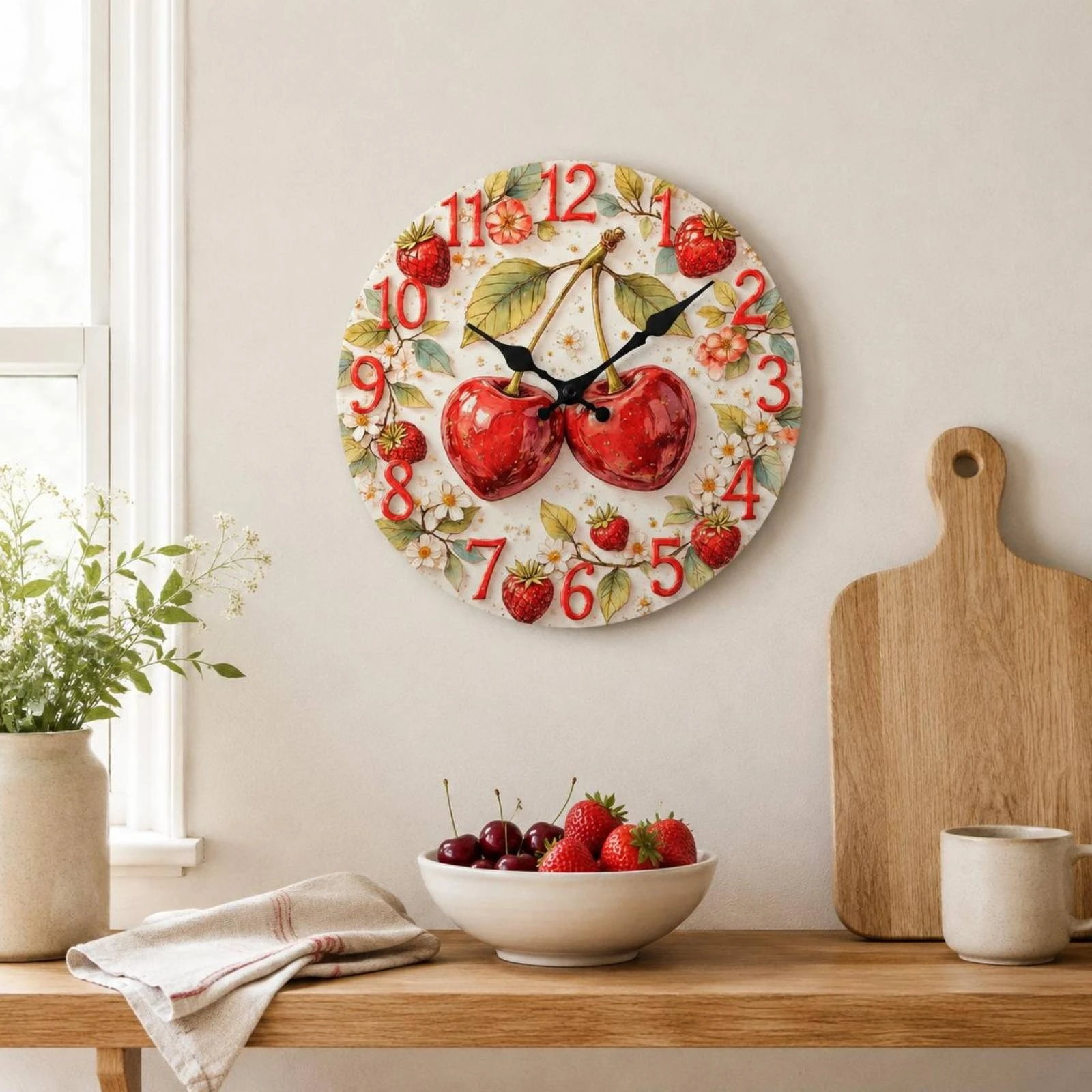 Fruit Wall Timepiece Decorative Fruit Design Timepiece Home Decoration Battery Operated Easy to Clean for Living Room