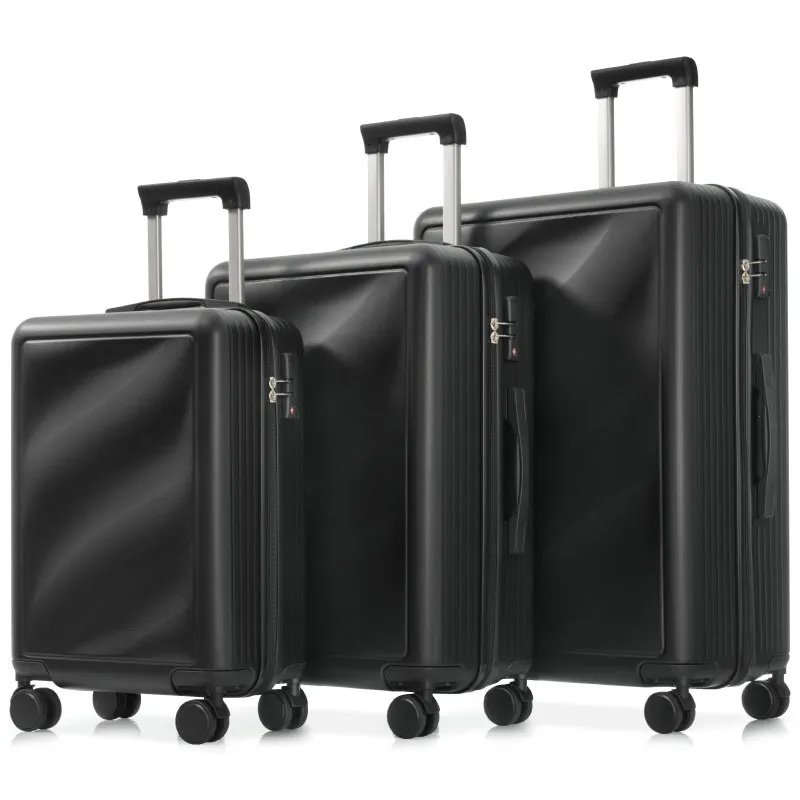 

Set 3 Piece Lightweight Durable ABS Suitcases With Spinner Wheels And Lock Carry On Checked Travel