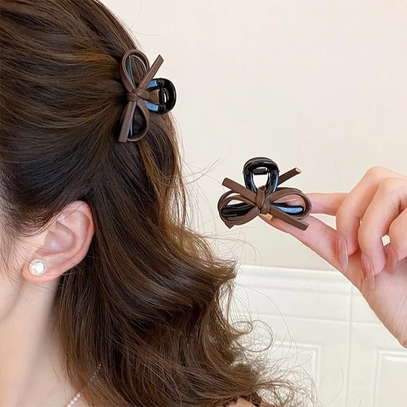 

Регулируемая мини-заколка для волос с бантиком — шикарная заколка в виде акулы для женщин, стильная полуап для изготовления булочек с хрустальными украшениями