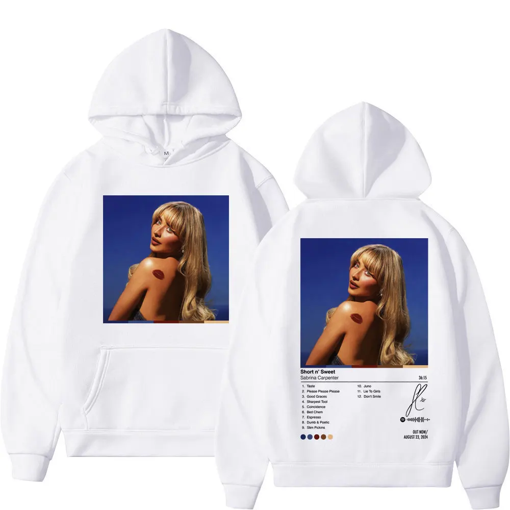 Sabrina Carpenter Short N' Sweet Album Print Hoodie Men Women Rock Hip Hop Hooded Sweatshirts Fashion Casual Oversized Pullovers