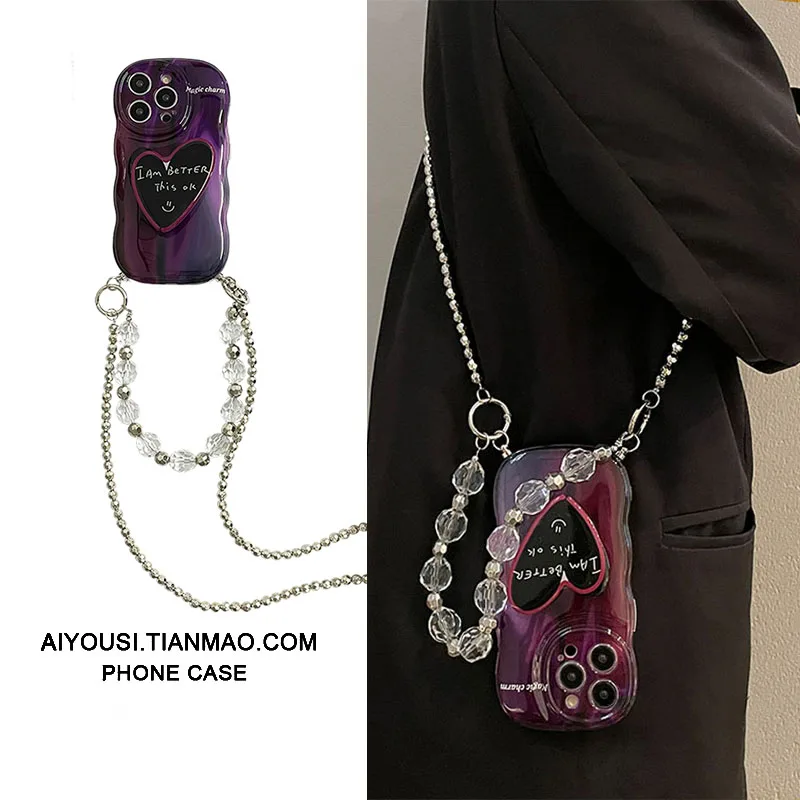 

Премиум Feeling Purple Halo Crystal Crossbody Chain для Apple 14pro Чехол для телефона iphone 13xs Max Slamproof 13pro Веревка через плечо
